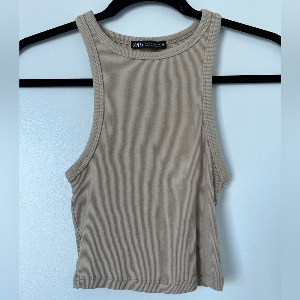 ZARA Tan Cropped Tank Top